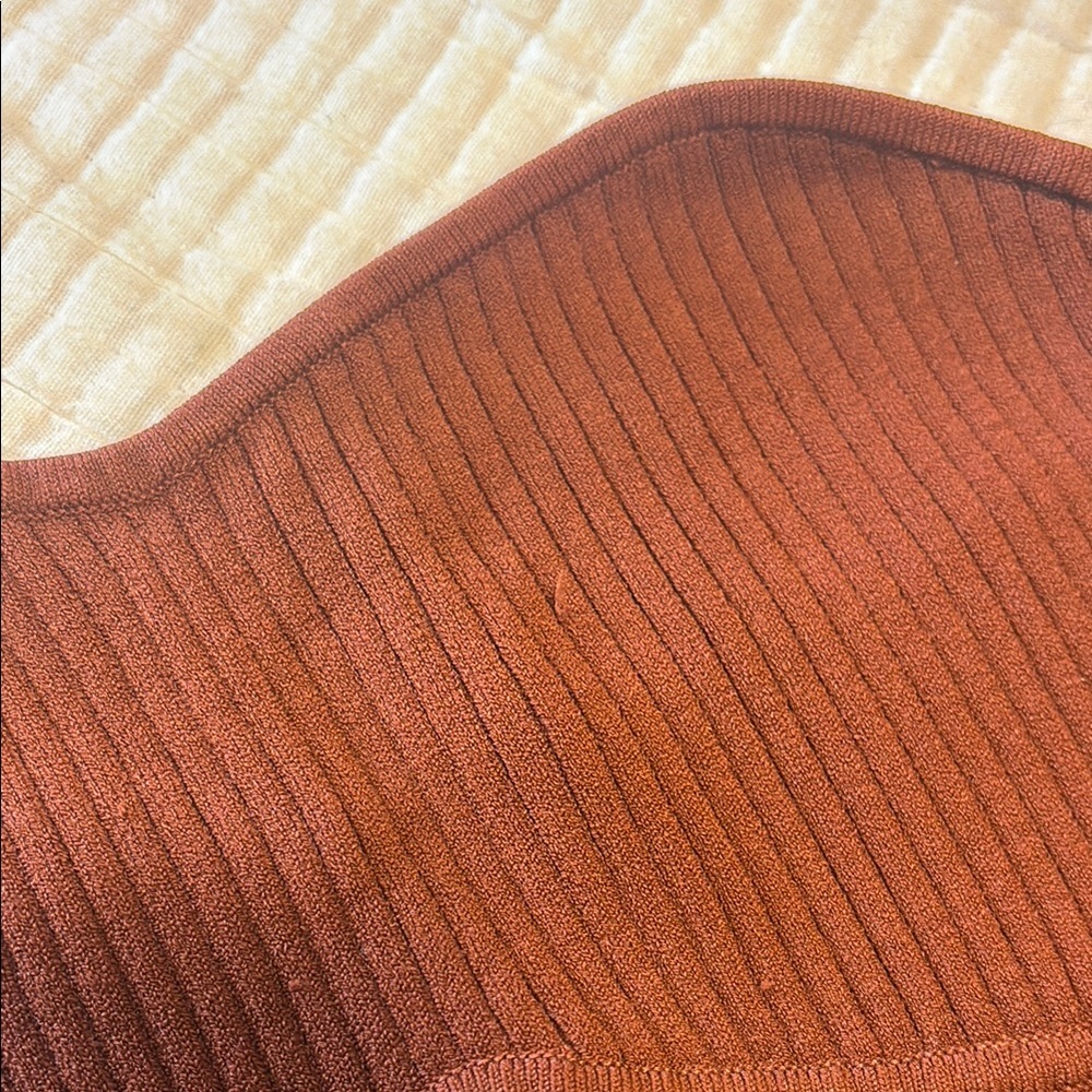 Wilfred Ribbed Strapless Bustier Top - Rust - Picture 4 of 5